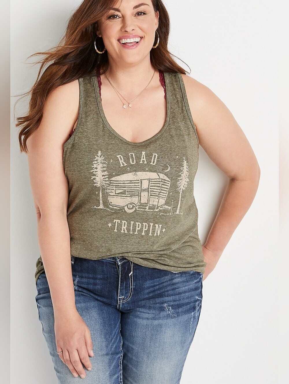 Maurices Green Road Trip Graphic Tank Top, Size XXL